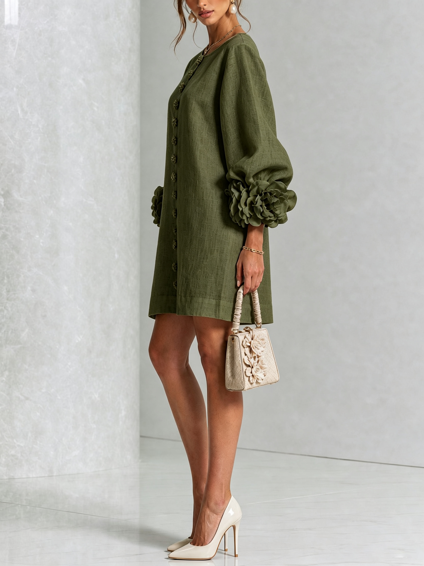 Vera - Rosette Cuff Mini Dress