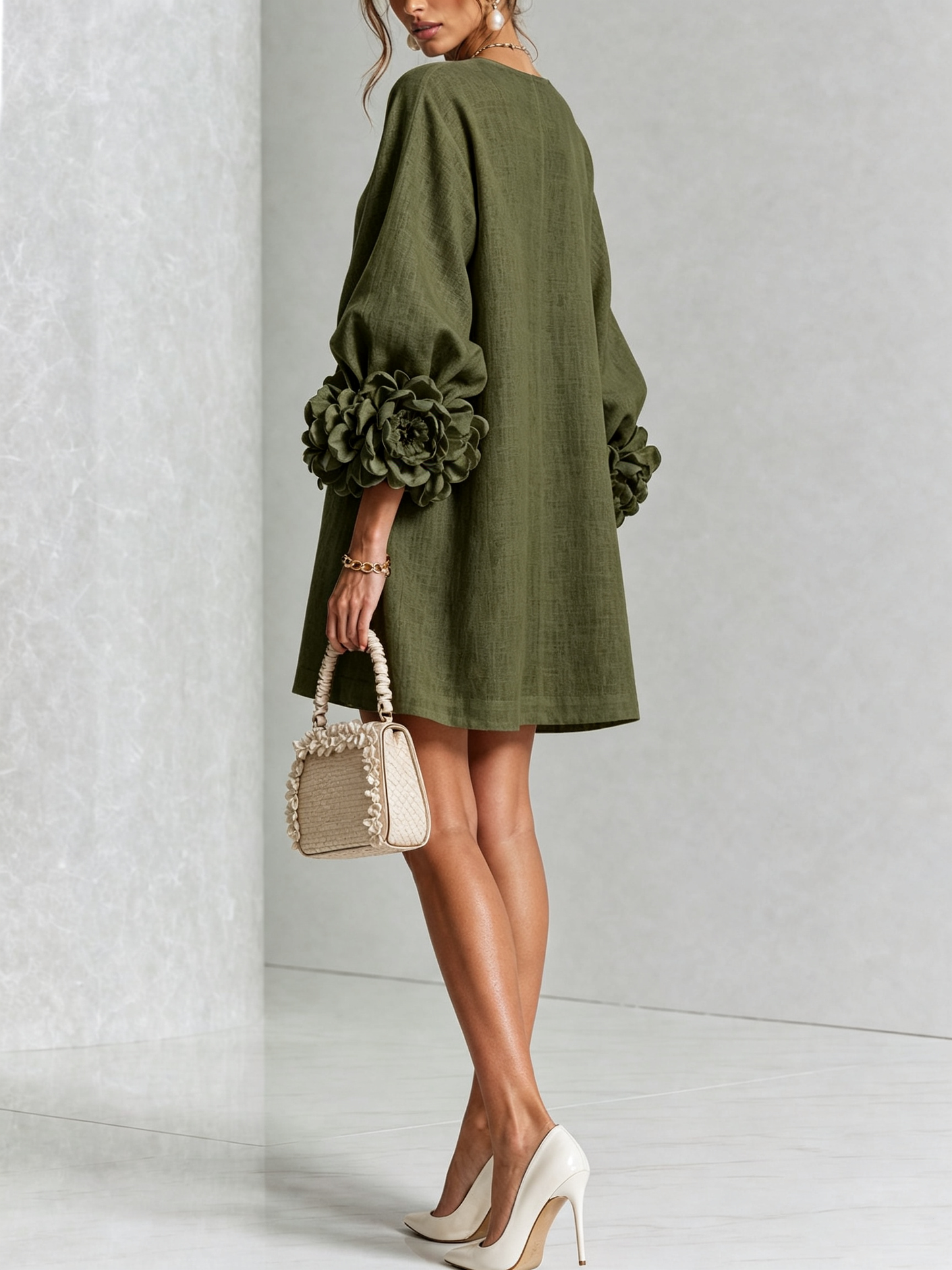 Vera - Rosette Cuff Mini Dress