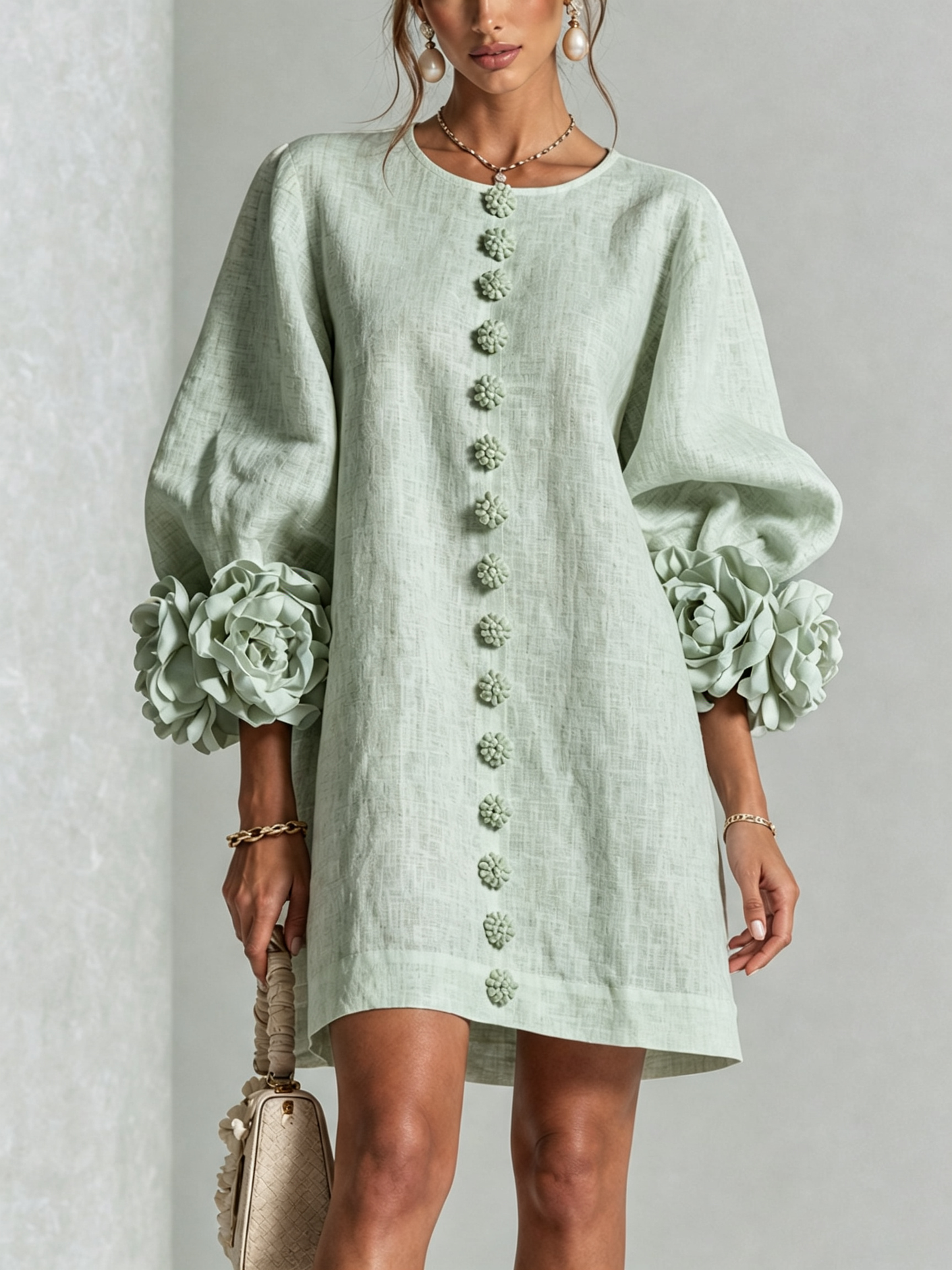Vera - Rosette Cuff Mini Dress
