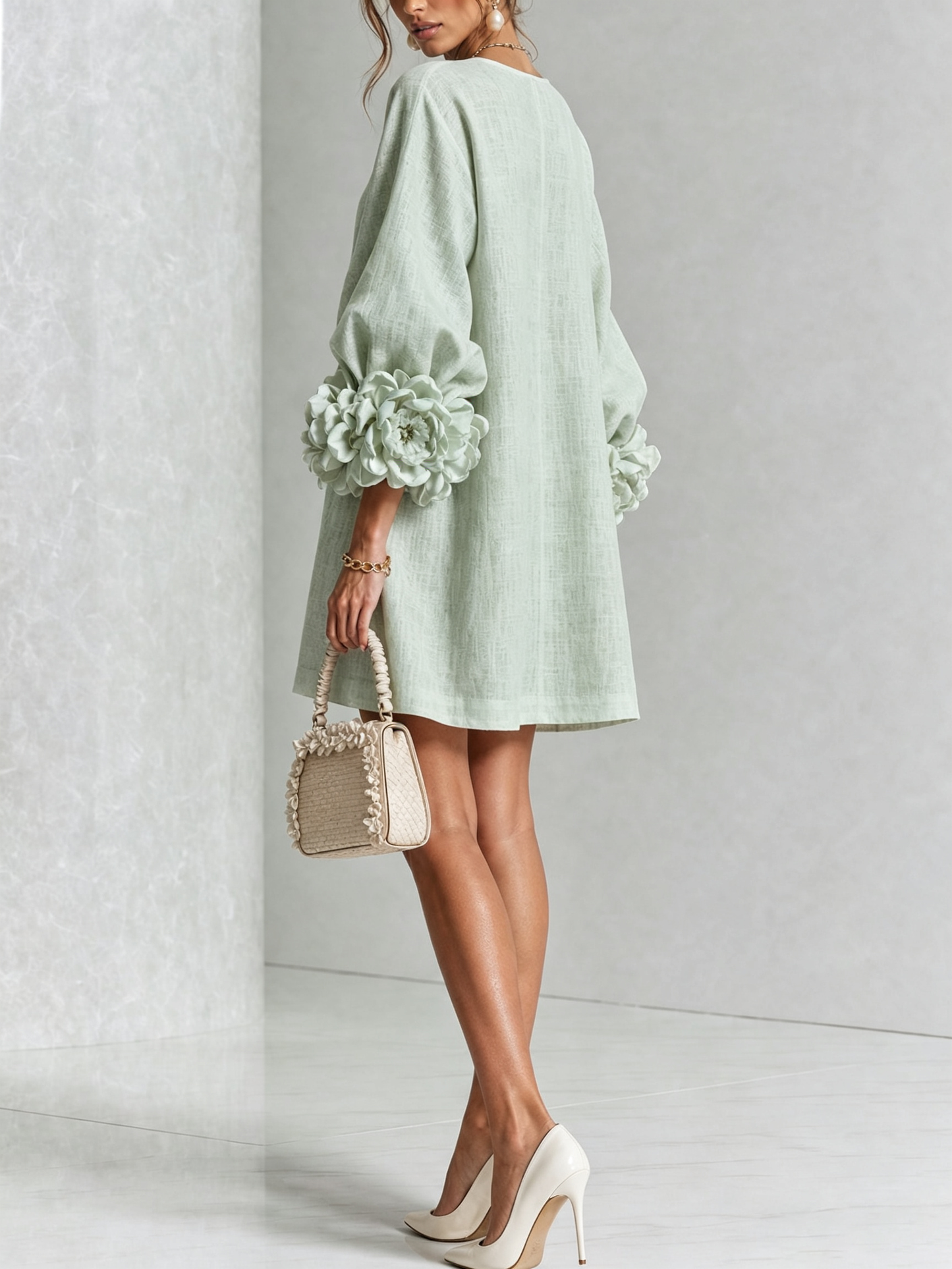 Vera - Rosette Cuff Mini Dress