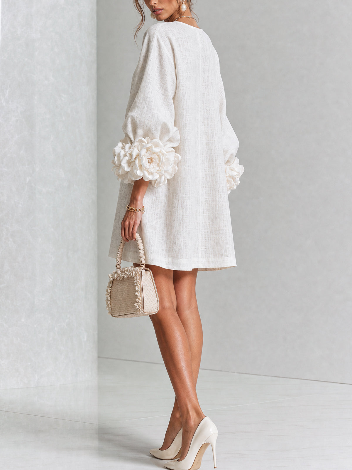Vera - Rosette Cuff Mini Dress