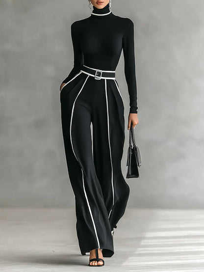 EMMA - High-Neck Wide-Leg Trouser Set