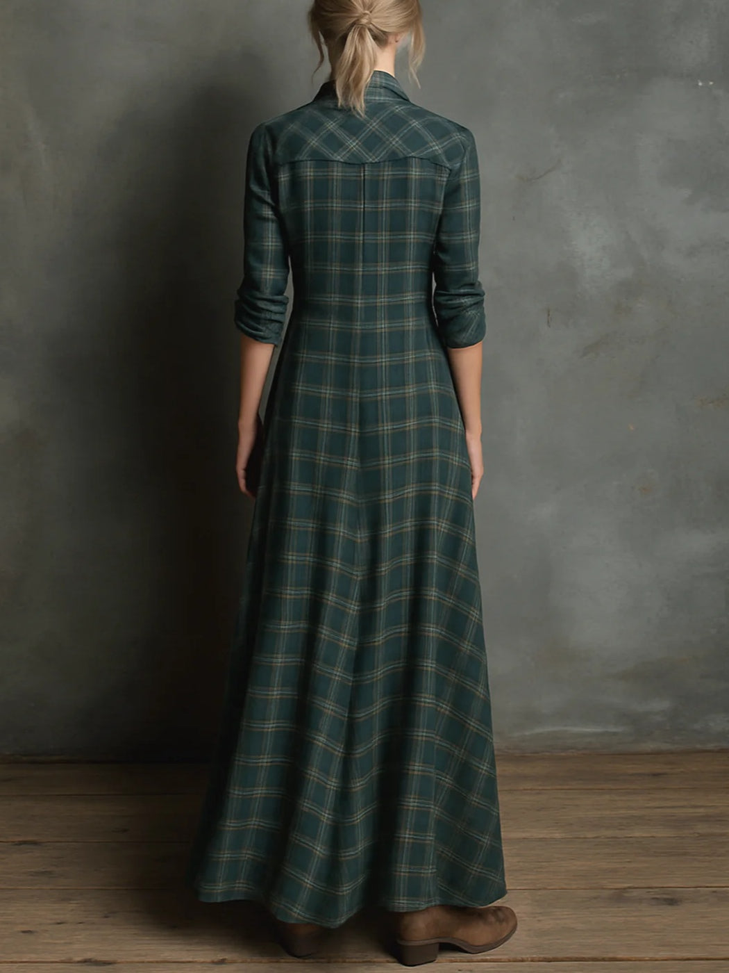 VALENTINE - Check Shirt Maxi Dress