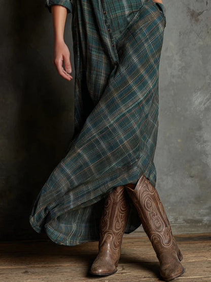 VALENTINE - Check Shirt Maxi Dress