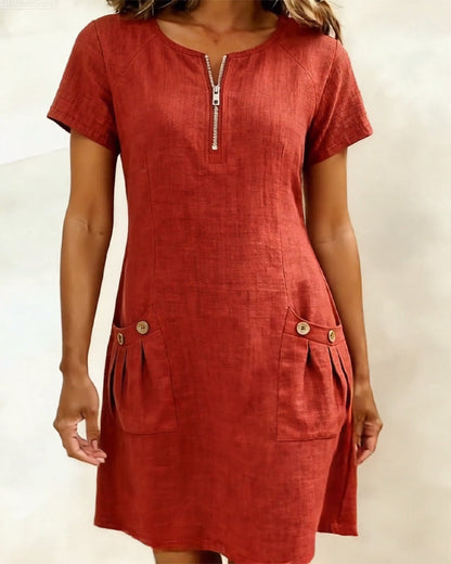 Aisley™ | Cotton Dress with Zip Closure