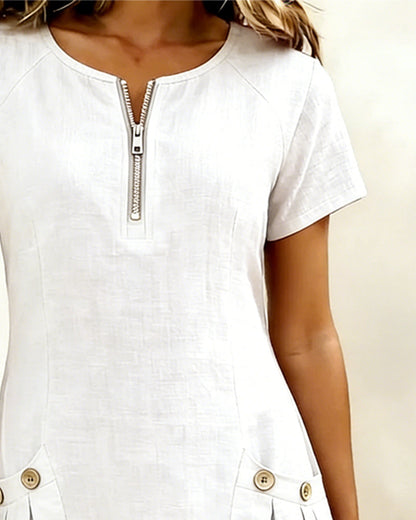 Aisley™ | Cotton Dress with Zip Closure