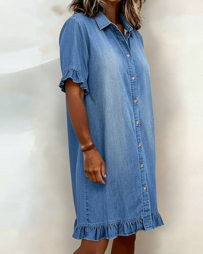 Nancy | Comfortable Denim Dress with Flattering Ruching