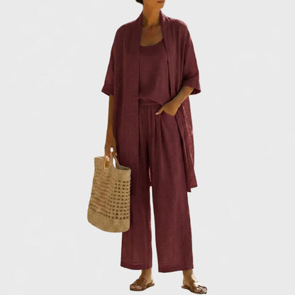 Lightweight, breathable, and elegantly minimalist 3-piece set