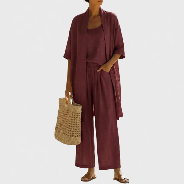 Lightweight, breathable, and elegantly minimalist 3-piece set