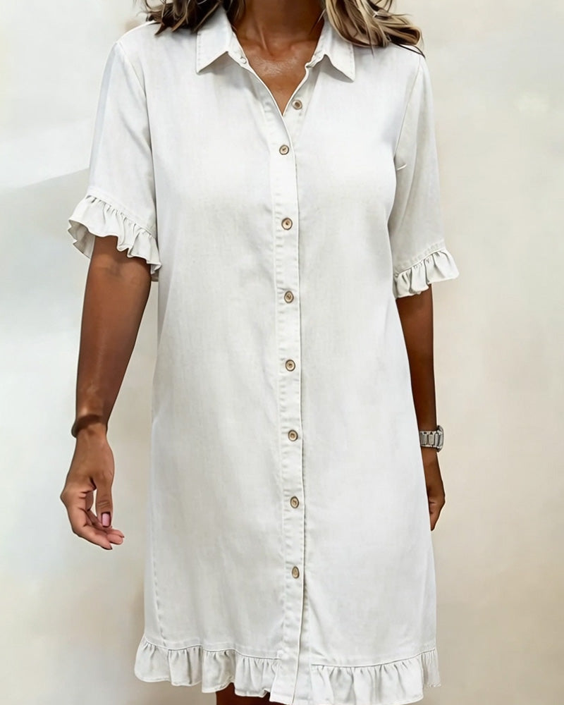 Nancy | Comfortable Denim Dress with Flattering Ruching