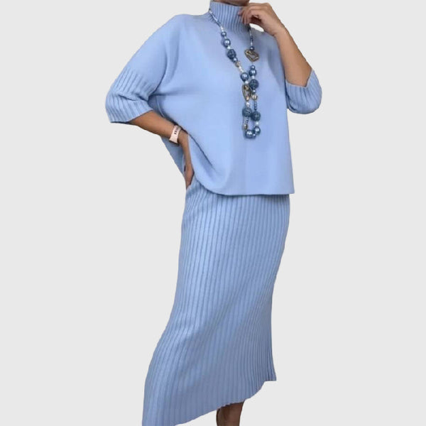 Debora | Knitted ensemble with ribbed midi skirt