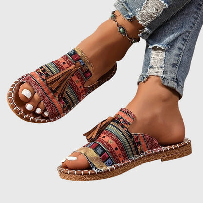 Nathalie | Bohemian Sandals with Pom Poms
