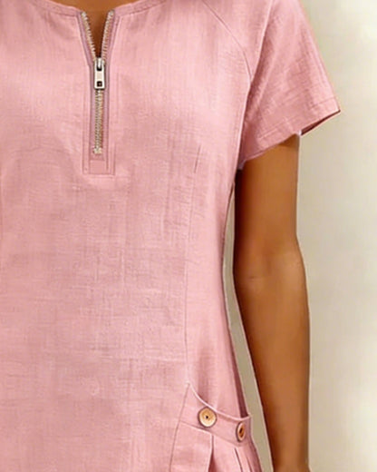 Aisley™ | Cotton Dress with Zip Closure
