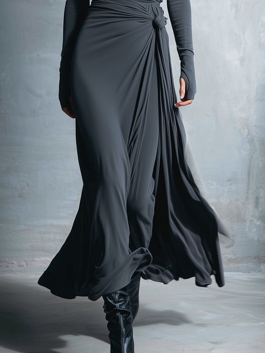 NAOMIE - Side-Knot Wrap Maxi Dress