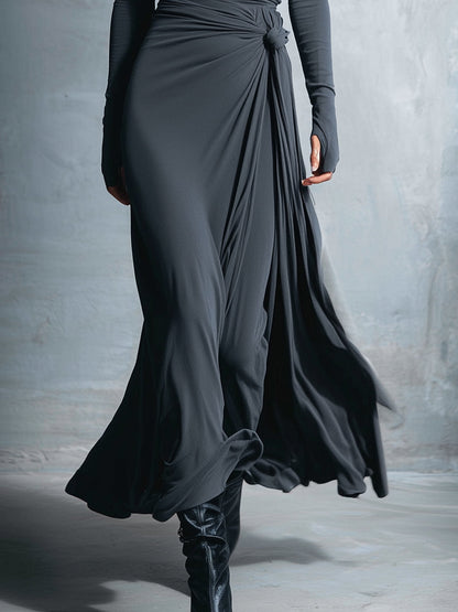 NAOMIE - Side-Knot Wrap Maxi Dress