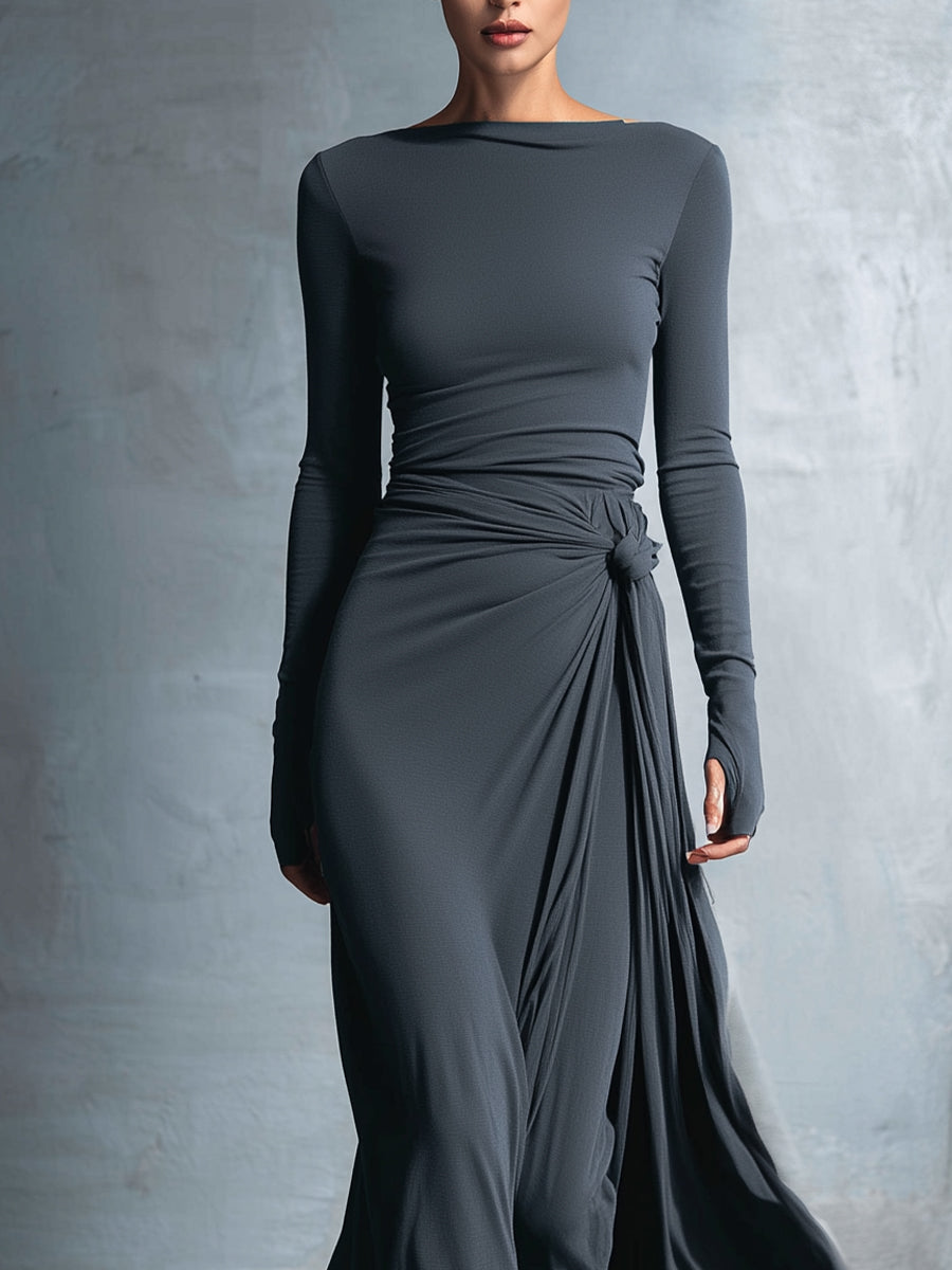 NAOMIE - Side-Knot Wrap Maxi Dress