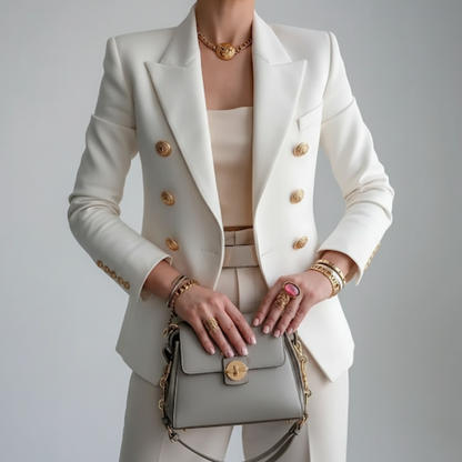 Adelaide | Women's Double-Breasted Tailored Blazer with Gold Buttons