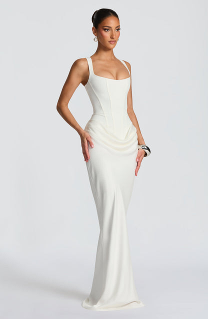 ÉLÉONORE - Square-Neck Glossy Maxi Dress