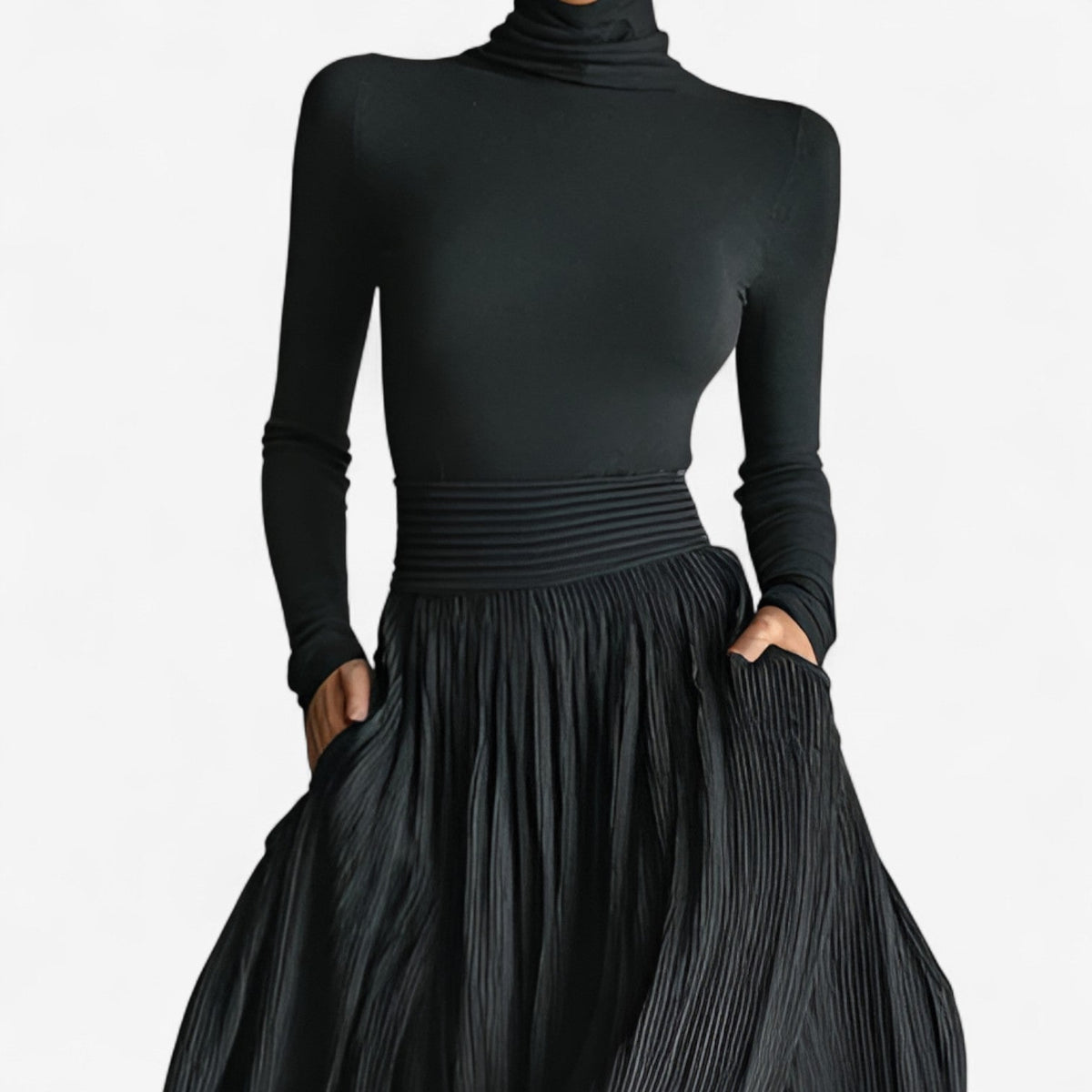 RACHEL - High-Waist Side-Slit Maxi Dress