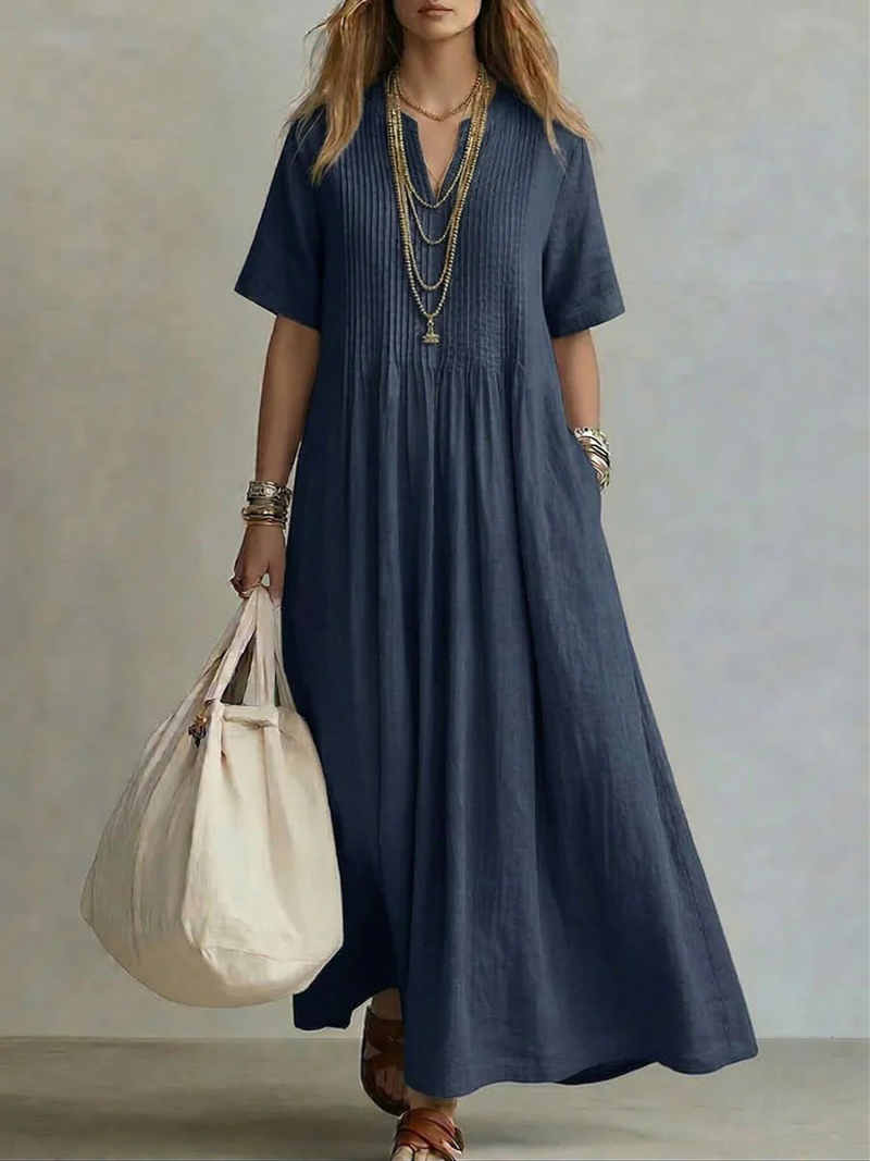 Irene - Pleated Cotton Maxi Dress