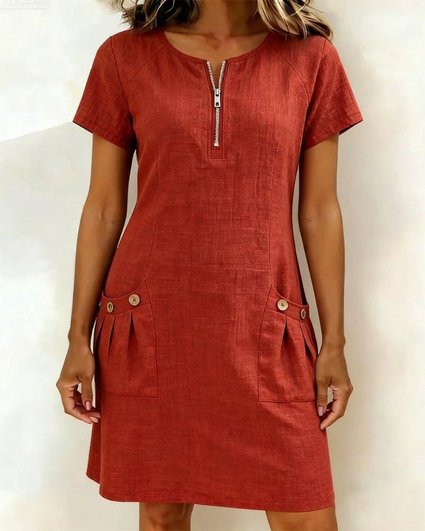 Aisley™ | Cotton Dress with Zip Closure
