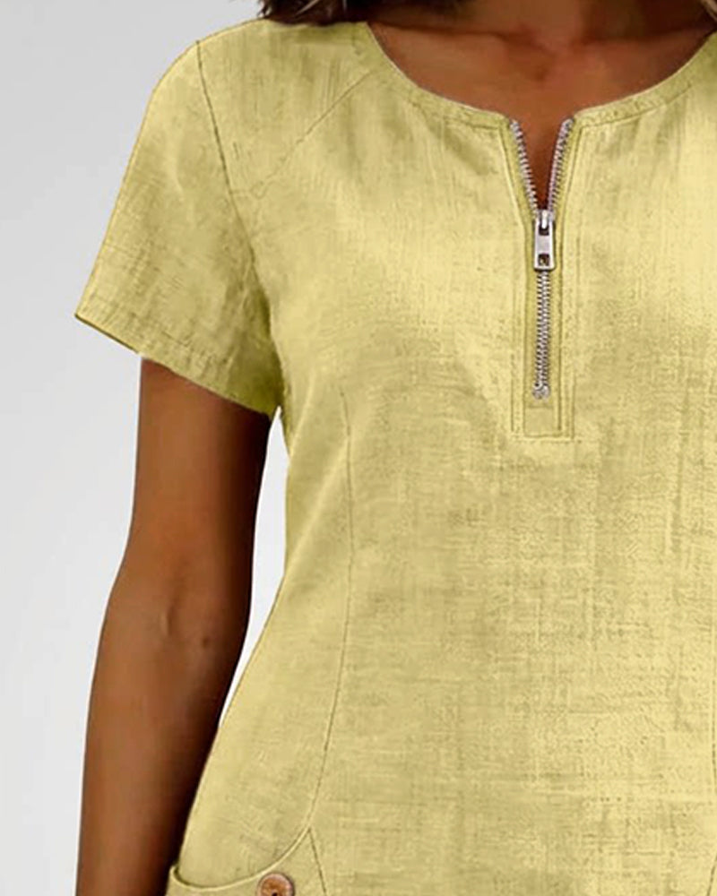 Aisley™ | Cotton Dress with Zip Closure