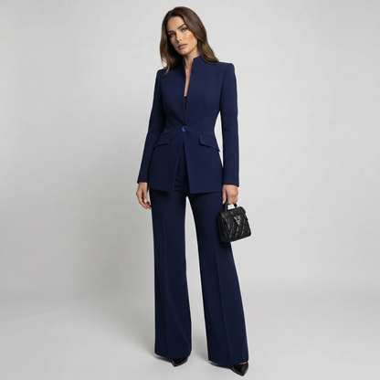High Collar Blazer Trouser Set