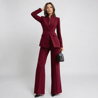 High Collar Blazer Trouser Set