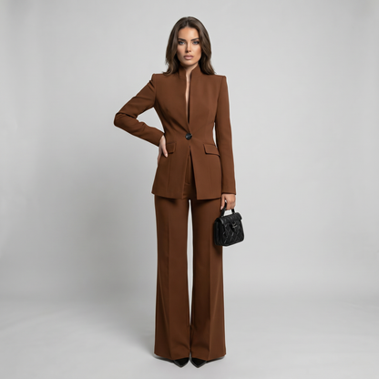 High Collar Blazer Trouser Set