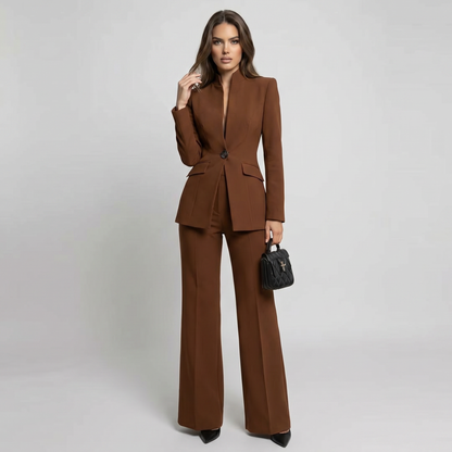 High Collar Blazer Trouser Set