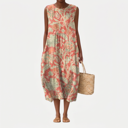 Amara - Floral Print Linen Dress