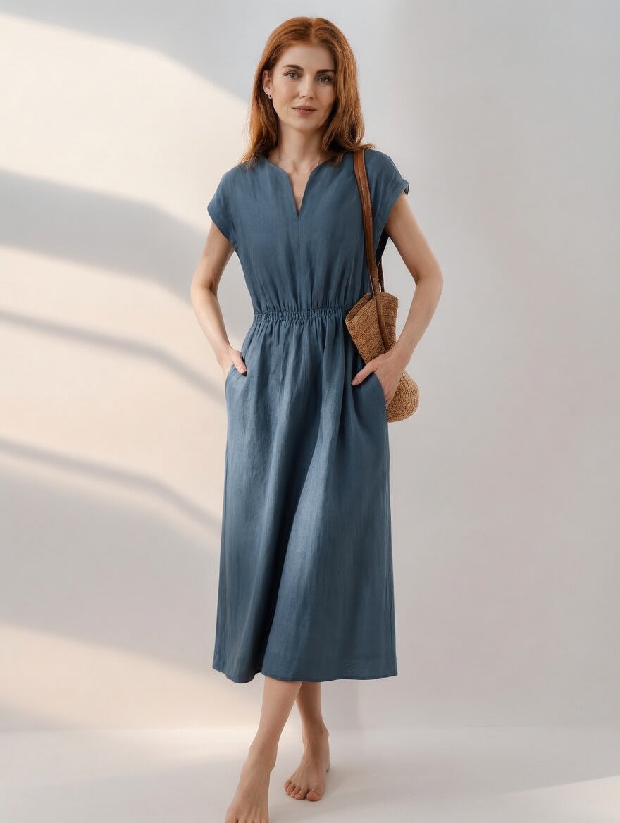 Lina — Fluid and Elegant Linen Blend Dress