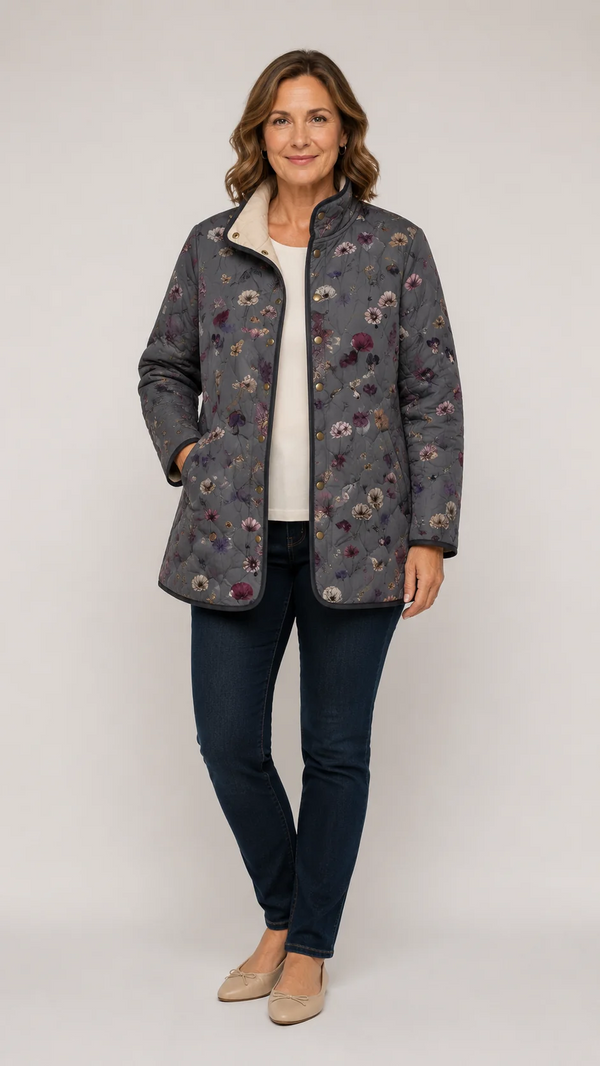 Niva | Vintage Floral Print Quilted Jacket
