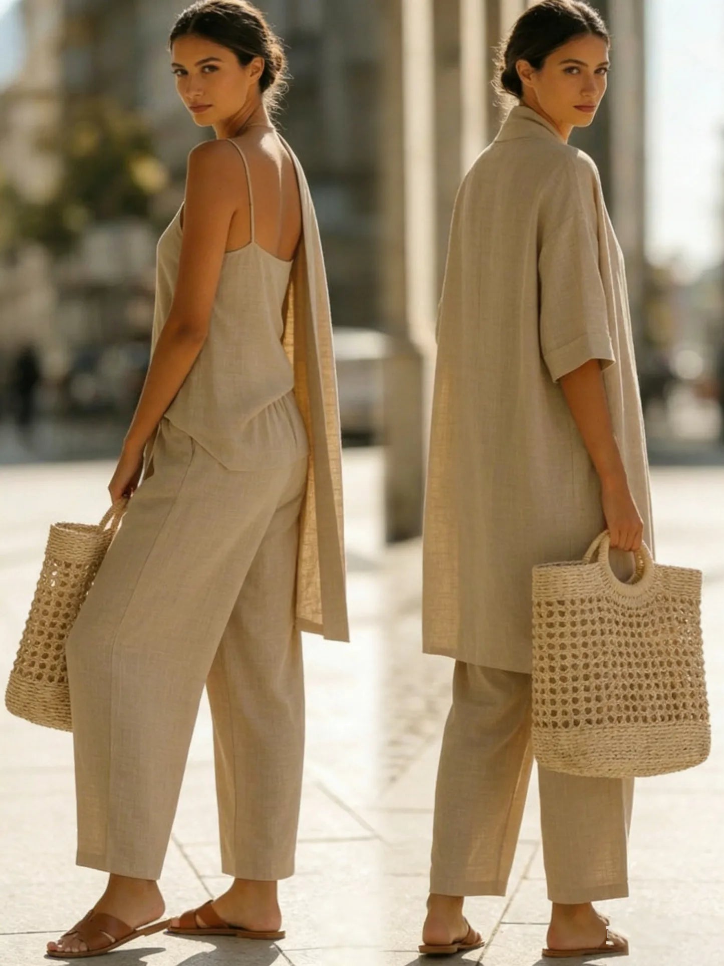 Lightweight, breathable, and elegantly minimalist 3-piece set