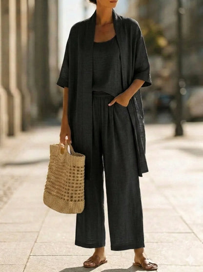 Lightweight, breathable, and elegantly minimalist 3-piece set