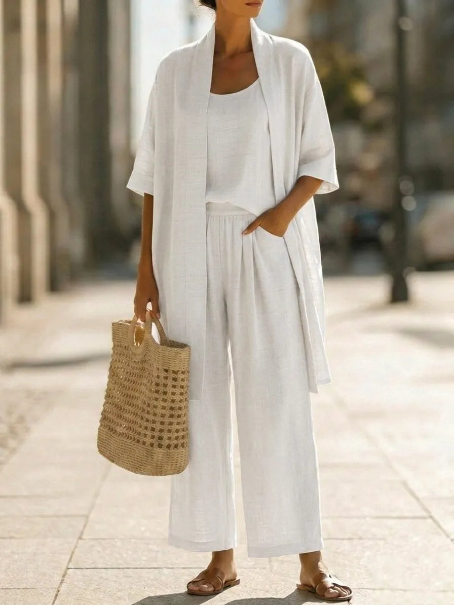 Lightweight, breathable, and elegantly minimalist 3-piece set