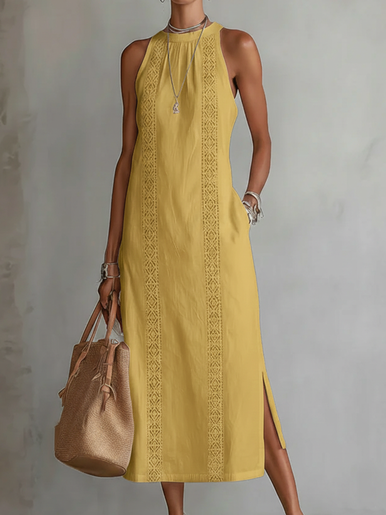 Jimena™ | Midi Dress with Mandarin Collar
