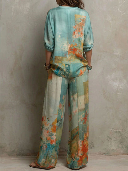 Aveline™ | Elegant Floral Print Two-Piece Set