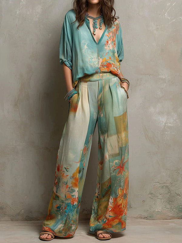 Aveline™ | Elegant Floral Print Two-Piece Set