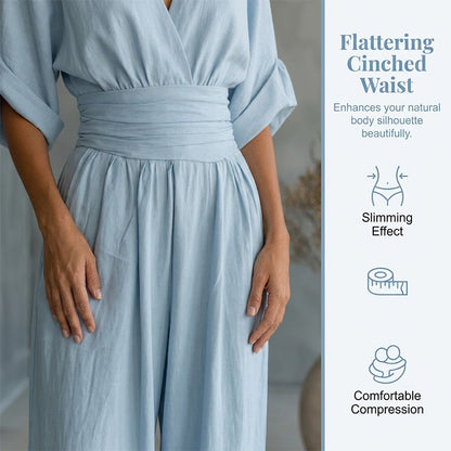 Maevra™ | V-Neck High-Waist Wide-Leg Jumpsuit