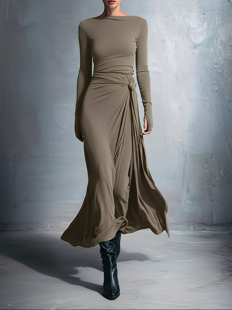 NAOMIE - Side-Knot Wrap Maxi Dress